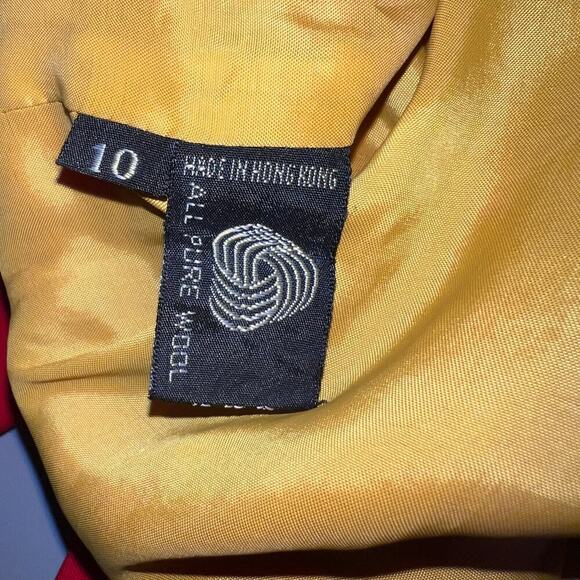 Sandra Roth Ciao Sport Women's 10 Red Pure Wool Yellow Lined Pocketed Mid Blazer - Picture 8 of 8